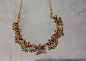 Gold &amp; Green Kundan Necklace Set