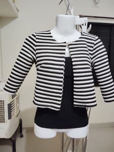 Set of two Striped Cropped Jacket And sleeve top