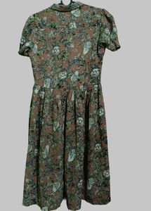 Vintage Print Midi Dress