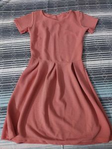 Chic Pink Textured Fit & Flare Dress