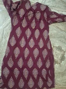 Maroon Printed Kurta