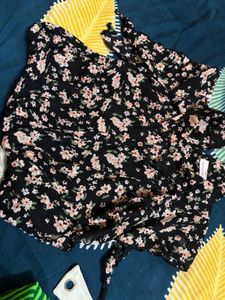 Cute Floral Top and Skirt Set