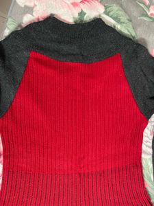 Red &amp; Gray Knit woolen Dress