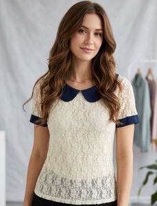 Elegant Lace Peter Pan Collar Top