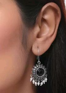 Embellished Round Cut Gem Earrings.