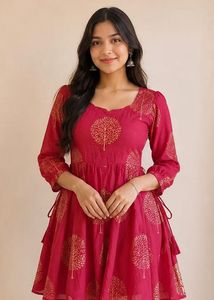 Maroon Kurta with Gold Print