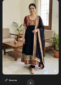 Elegant Black & Maroon Kurta Set