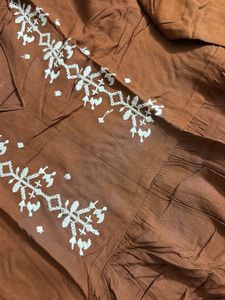 Embroidered Brown Kurta