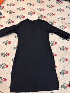 Black Kurti with White Floral Embroidery
