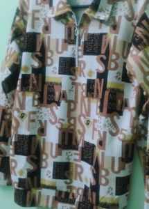 Graphic Print Quarter Zip Long Sleeve Top