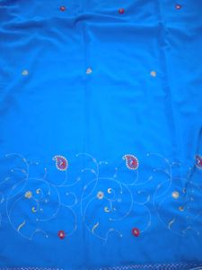 🆕NEW Blue Embroided Saree with Blouse