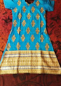 Turquoise Kurta with Gold Embellishments
