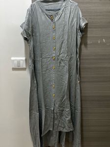 Elegant Grey Kurta with Golden Print