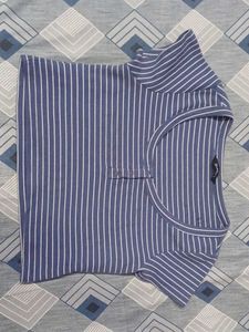 Blue & White Striped Cropped Tee