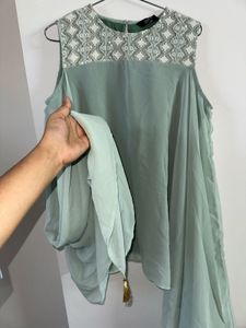 Indya Embellished sage green Co-ord set