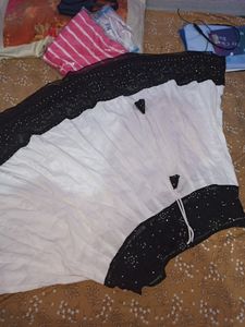 White &amp; Black Embellished Skirt