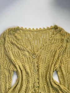 Chic Yellow Crochet Cardigan