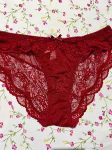 Lace Trimmed Red Briefs
