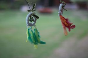 Bohemian Dreamcatcher keyring with Feathers