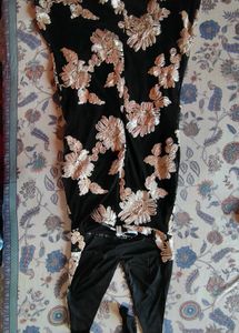 Elegant Black Floral Halter Dress