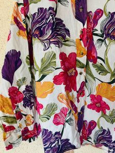 Vibrant Floral Print Linen Shirt