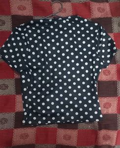 polka dot lace trimmed top