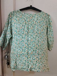 Chic Leaf Print Tunic Top