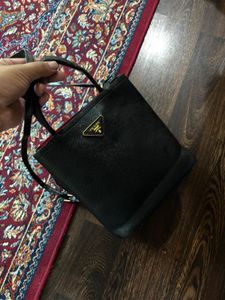 Prada Black Leather Tote Bag