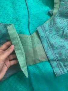 Silk saree with painted blouse