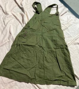 Olive Green Overalls Dress