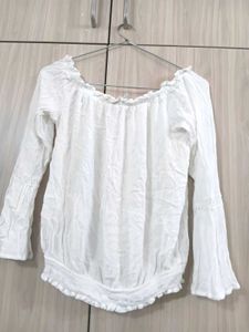 Boho White Off-Shoulder Tassel Top
