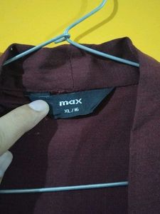 Elegant Burgundy Tie-Neck