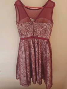 Elegant Designer Maroon Lace Dress