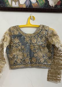 grey and pink lehnga choli set