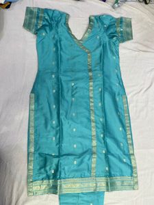 Beautiful Teal Kurta Set with Gold Print