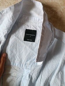 Blue Striped Button-Up Shirt
