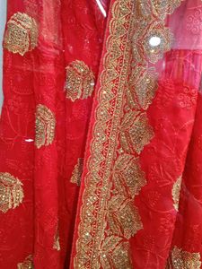 Red Embroidered Saree