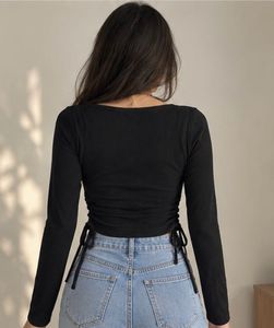ORIGINAL SHEIN Black Ribbed Wrap Top