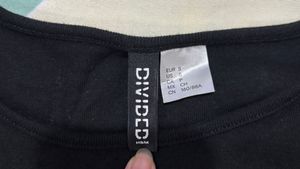 H&amp;M Black "DRAMATIC" Rhinestone Crop Top