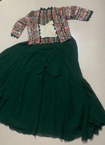 Emerald Green Embroidered Lehenga Choli Set