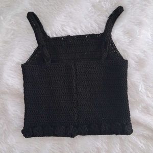 Black Crochet Crop Top