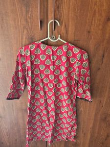 Red Printed Kurta