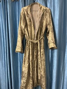 Elegant Gold Velvet Maxi Coat