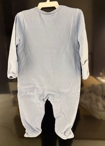 Baby Blue Teddy Bear &amp; Stripe Footie Pajamas
