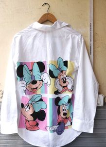 Cute Minnie Mouse Cartoon Print White Shirt