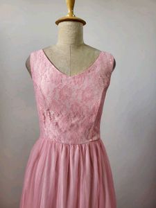 Pink Lace &amp; Tulle Maxi Dress