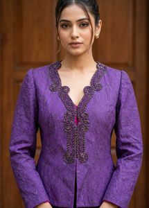 Elegant Purple Embroidered Kurta Jacket