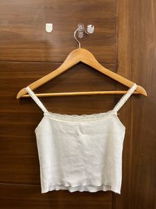 White Cami Top with Heart Detail