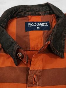 Blue Saint Orange Striped Casual Shirt