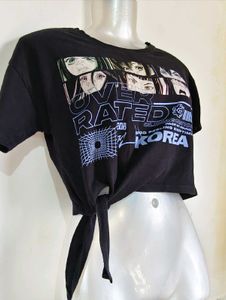 Y2K Oversized Graphic Tie-Front Top